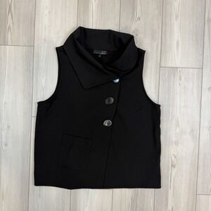 LIV Black Sleeveless Asymmetric-Collar Vest